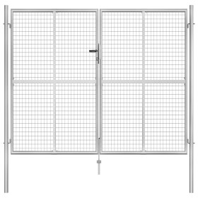Puerta de jardín de acero galvanizado plateado 306x250 cm de vidaXL, Puertas de jardín - Ref: Foro24-144766, Precio: 596,64 €...