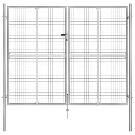 Puerta de jardín de acero galvanizado plateado 306x250 cm de vidaXL, Puertas de jardín - Ref: Foro24-144766, Precio: 586,22 €...