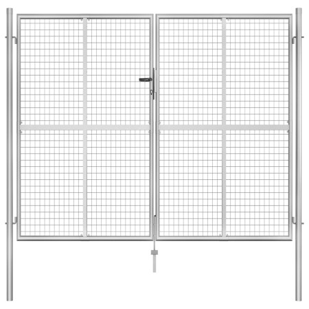 Silver galvanized steel garden gate 306x250 cm by vidaXL, garden gates - Ref: Foro24-144766, Price: 596,64 €, Discount: %
