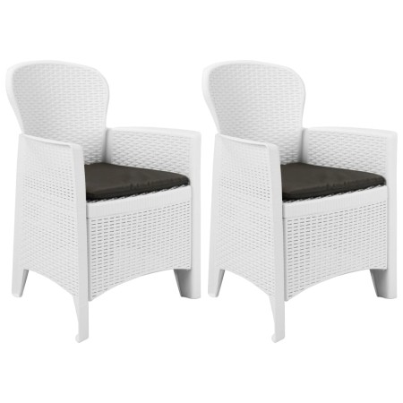 Garden chairs with cushions 2 pcs white rattan look plastic by vidaXL, Garden chairs - Ref: Foro24-45598, Price: 243,23 €, Di...