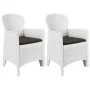 Sillas jardín con cojines 2 uds plástico aspecto ratán blanco de vidaXL, Sillas de jardín - Ref: Foro24-45598, Precio: 238,44...