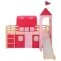 High bed for children with slide and pine wood ladder 208x230 cm by vidaXL, Cribs and beds for children - Ref: Foro24-282712,...