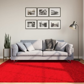 Alfombra de pelo corto suave lavable HUARTE rojo 200x200 cm