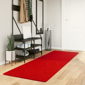 Alfombra de pelo corto suave lavable HUARTE rojo 80x250 cm