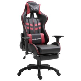 Silla gaming con reposapiés cuero sintético color vino tinto