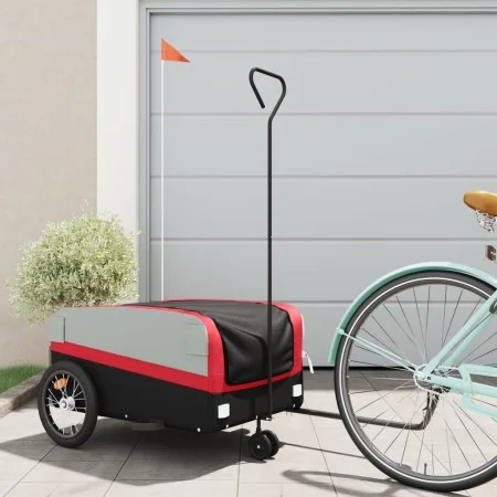 Bicycle trailer, black and red iron, 45 kg by , Bicycle trailers - Ref: Foro24-94069, Price: 89,21 €, Discount: %