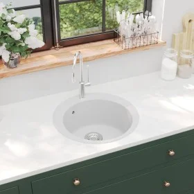 Granite kitchen sink with one white round basin by vidaXL, Sinks - Ref: Foro24-144865, Price: 183,88 €, Discount: %