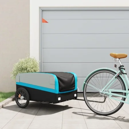 Remolque para bicicleta hierro negro y azul 45 kg de , Remolques para bicicletas - Ref: Foro24-94051, Precio: 87,76 €, Descue...