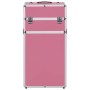 Maletín trolley de maquillaje de aluminio rosa