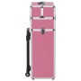 Maletín trolley de maquillaje de aluminio rosa