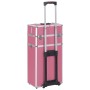 Maletín trolley de maquillaje de aluminio rosa