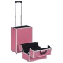 Maletín trolley de maquillaje de aluminio rosa
