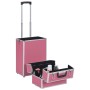 Maletín trolley de maquillaje de aluminio rosa