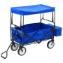 Carrito de mano plegable de acero con capota azul