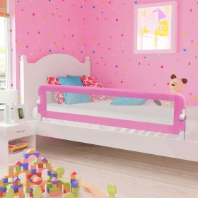 Barandilla de seguridad cama de niño poliéster rosa 180x42 cm