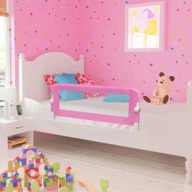 Barandilla de seguridad cama de niño poliéster rosa 120x42 cm