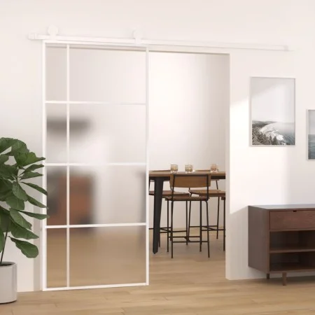 ESG-Schiebetür aus weißem Glas und Aluminium, 90 x 205 cm von , Türen für zu Hause - Ref: Foro24-151685, Preis: 189,86 €, Rab...