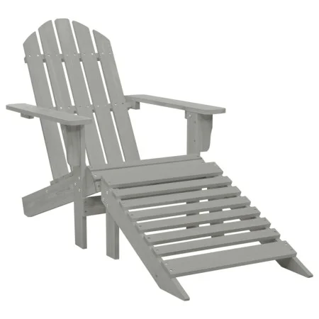 Silla de jardín con otomana de madera gris de vidaXL, Sillas de jardín - Ref: Foro24-45700, Precio: 88,44 €, Descuento: %