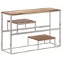 Console table silver stainless steel and solid acacia wood by , console tables - Ref: Foro24-350007, Price: 99,30 €, Discount: %