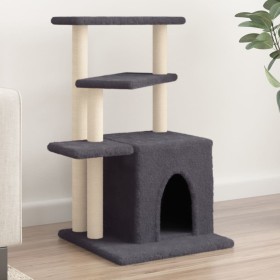 Rascador para gatos con postes de sisal gris oscuro 83,5 cm