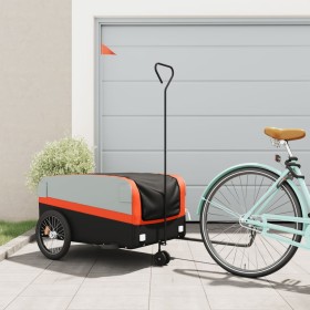 Schwarz-orangefarbener Fahrradanhänger aus Eisen, 45 kg von , Fahrradanhänger - Ref: Foro24-94061, Preis: 93,10 €, Rabatt: %