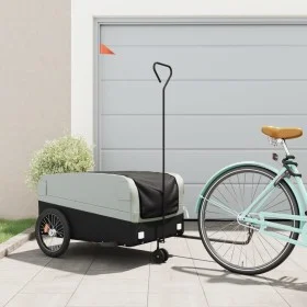 Black and gray iron bicycle trailer 45 kg by , Bicycle trailers - Ref: Foro24-94063, Price: 86,02 €, Discount: %