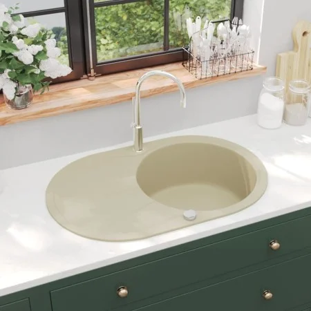 Küchenspüle aus Granit mit beigem ovalem Becken von vidaXL, Sinkt - Ref: Foro24-144866, Preis: 183,41 €, Rabatt: %