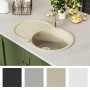 Fregadero de cocina de granito con un seno ovalado beige de vidaXL, Fregaderos - Ref: Foro24-144866, Precio: 179,53 €, Descue...