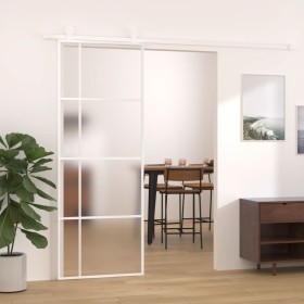 Puerta corredera ESG vidrio y aluminio blanca 76x205 cm