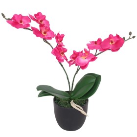 Planta artificial orquídea con macetero 30 cm roja