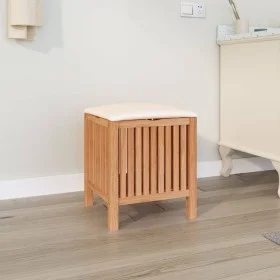 Solid walnut wood bathroom stool 40.5x40x52 cm by , Laundry baskets - Ref: Foro24-350351, Price: 65,93 €, Discount: %