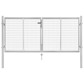 Puerta de jardín de acero galvanizado plateado 306x150 cm