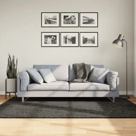 ISTAN anthrazitfarbener Langflor-Teppich in glänzender Optik, 140 x 200 cm von , Teppiche - Ref: Foro24-375641, Preis: 59,25 ...