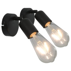 Lámpara focos 2 uds con bombillas de filamento 2W negro E27