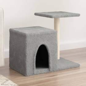 Rascador para gatos con postes de sisal gris claro 50,5 cm