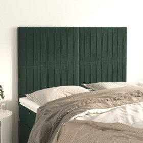 Cabeceros 4 unidades terciopelo verde oscuro 72x5x78/88 cm