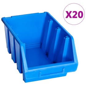 Contenedores de almacenaje apilables 20 unidades plástico azul