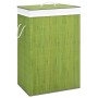 Cesto de la ropa sucia de bambú 2 secciones verde 72 l