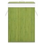 Cesto de la ropa sucia de bambú 2 secciones verde 72 l