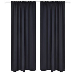 2 cortinas negras oscuras con jaretas, blackout 135 x 245 cm