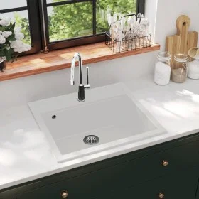 Granite kitchen sink with a white bowl by vidaXL, Sinks - Ref: Foro24-144863, Price: 209,83 €, Discount: %
