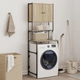 Sonoma oak washing machine cabinet 68x48.5x194 cm by , Accessories for washing machines and dryers - Ref: Foro24-838974, Pric...