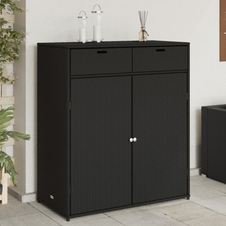 PE Rattan Gartenschrank schwarz 105x55x113 cm von , Aufbewahrungsboxen für den Außenbereich - Ref: Foro24-365563, Preis: 186,...