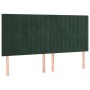 Cabeceros 4 unidades de terciopelo verde oscuro 90x5x78/88 cm