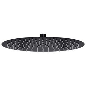 Cabezal de ducha efecto lluvia acero inox redondo negro 30 cm