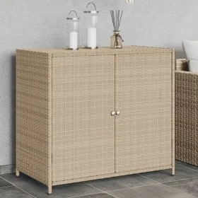 Garten-Aufbewahrungsschrank aus beigem PE-Rattan 83x45x76 cm von , Aufbewahrungsboxen für den Außenbereich - Ref: Foro24-3655...