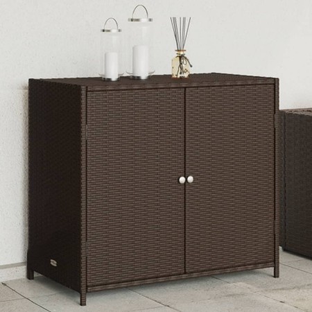 Garten-Aufbewahrungsschrank aus braunem PE-Rattan 83x45x76 cm von , Aufbewahrungsboxen für den Außenbereich - Ref: Foro24-365...