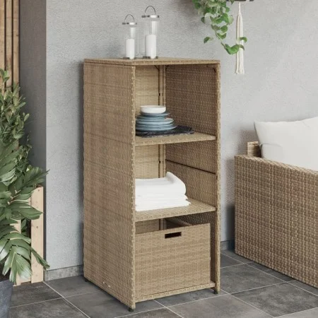 Garten-Aufbewahrungsschrank aus beigem PE-Rattan 50x55x115 cm von , Aufbewahrungsboxen für den Außenbereich - Ref: Foro24-365...