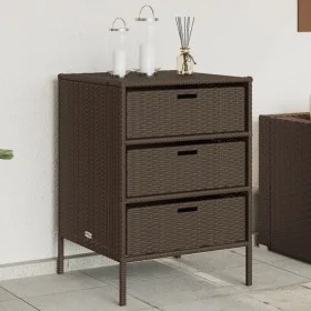 Armario de almacenaje de jardín ratán PE marrón 55x59x80 cm by , Outdoor storage boxes - Ref: Foro24-365552, Price: 147,26 €,...