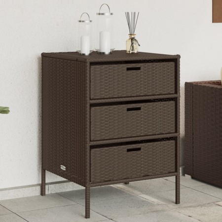 Garten-Aufbewahrungsschrank aus braunem PE-Rattan 55x59x80 cm von , Aufbewahrungsboxen für den Außenbereich - Ref: Foro24-365...